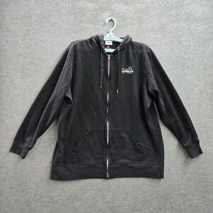 Disney Parks Women Hoodie 1X Black Disneyland Resort 2023 Patch Oversized